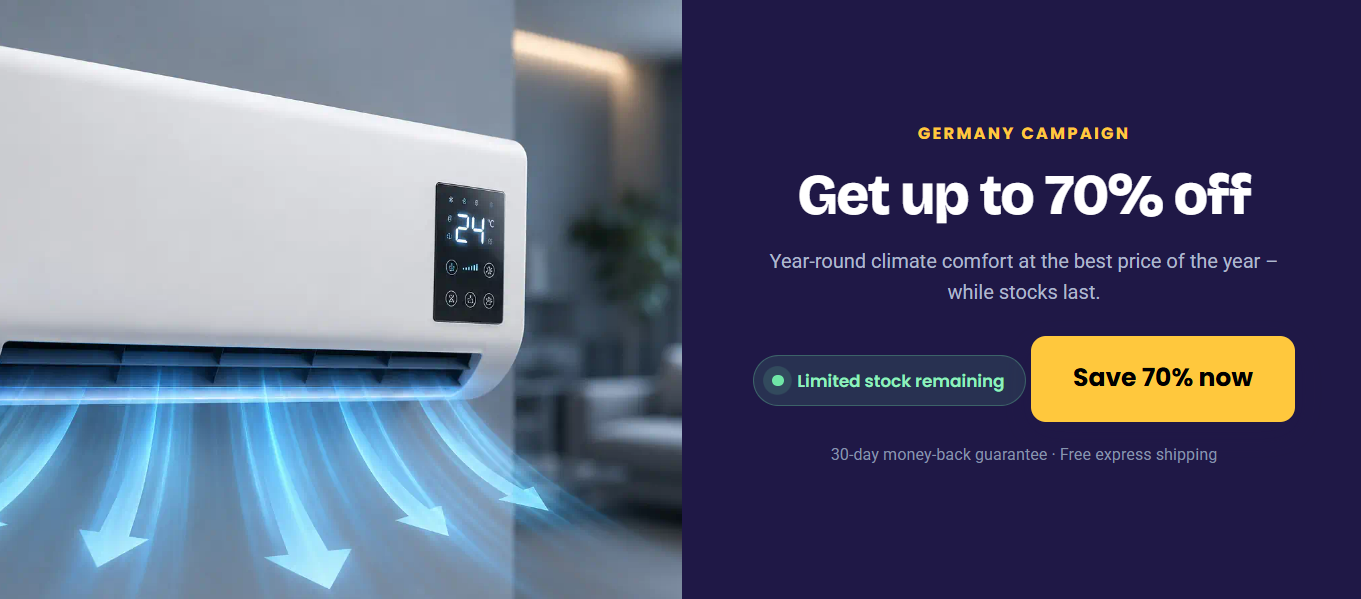 LifeGauge Breeze mounted on a wall blowing cool air into a living room